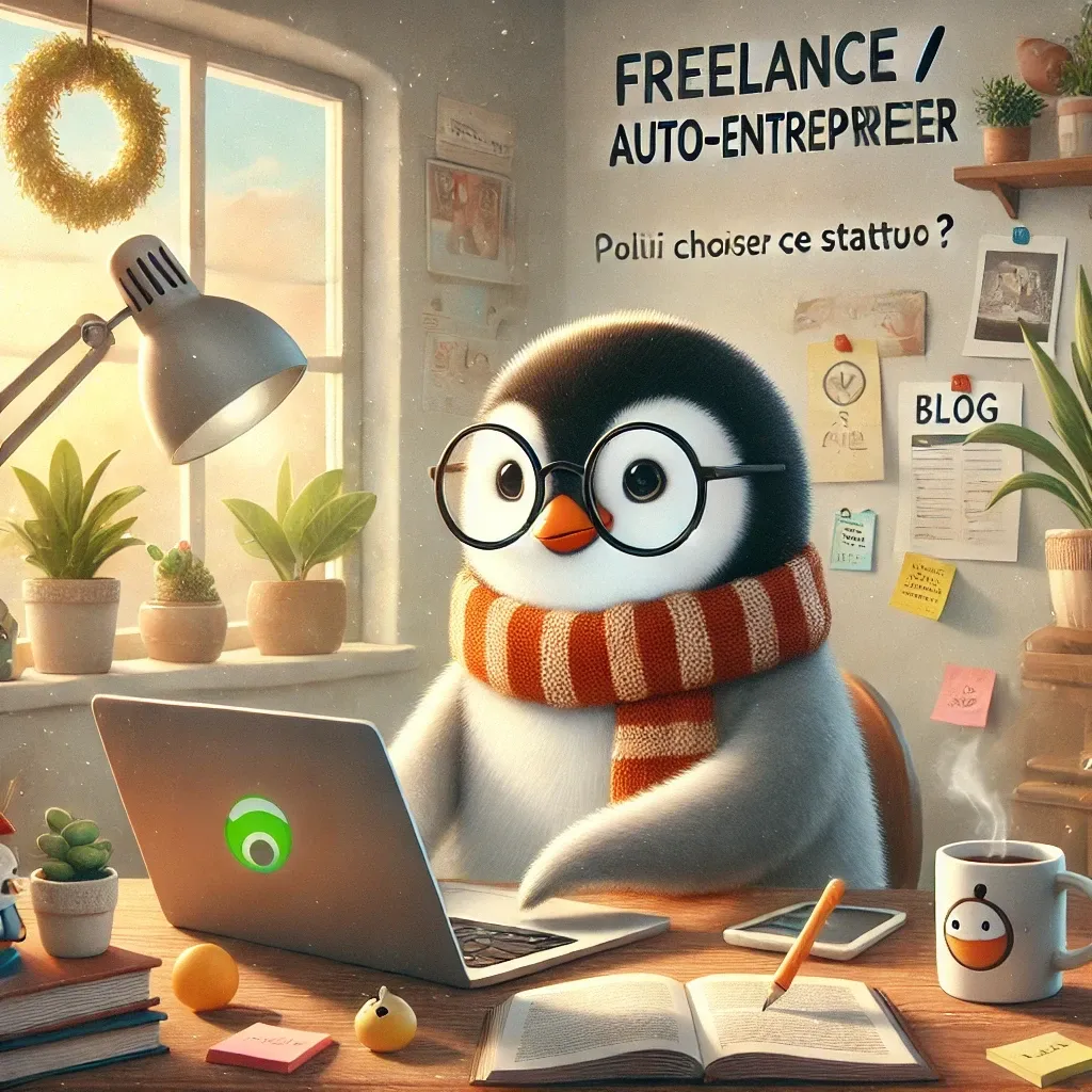 Un pinguin qui tape sur son ordinateur, évidemment générée par IA.